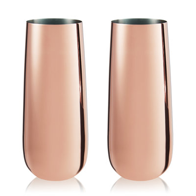 Summit Stainless Steel Stemless Champagne Flutes in Copper