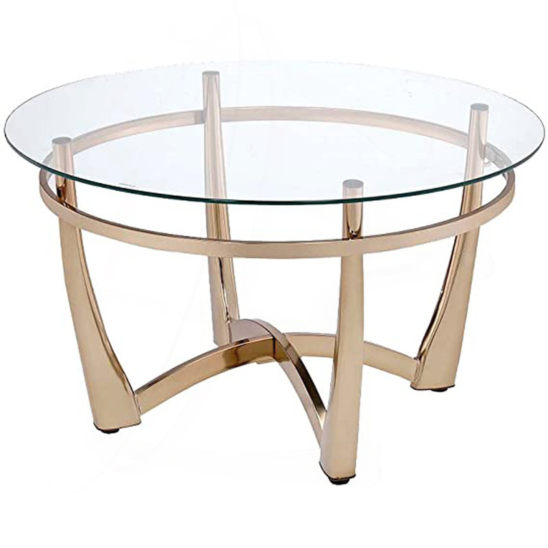 Table basse Orlando II en champagne et verre transparent