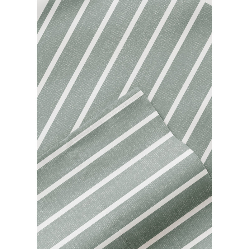 Twin Green and White Striped Microfiber Sheet Set