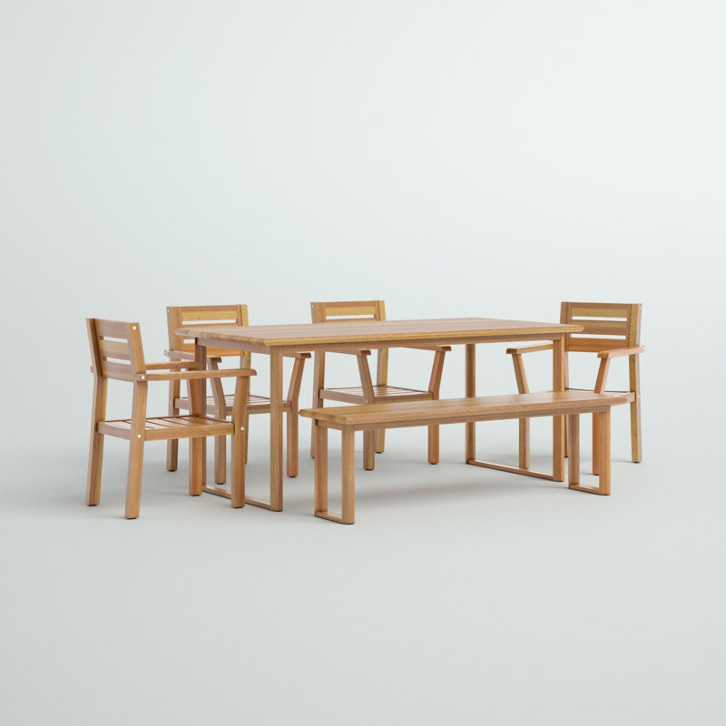 Ensemble de salle à manger rectangulaire pour 6 personnes 71 po Thames, Teck