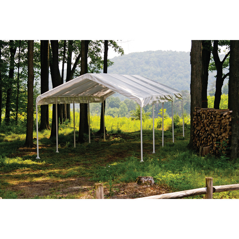 ShelterLogic 12' x 26' White Steel Frame Waterproof Canopy