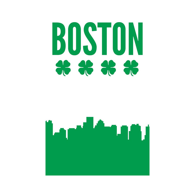 Boston Clover Skyline by Benton Park Prints - Wrapped Canvas Print, 20.32 cm H x 30.48 cm W