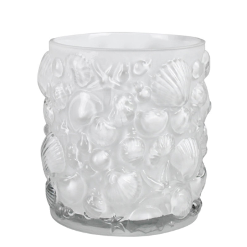 Vase avec coquilles en relief, verre