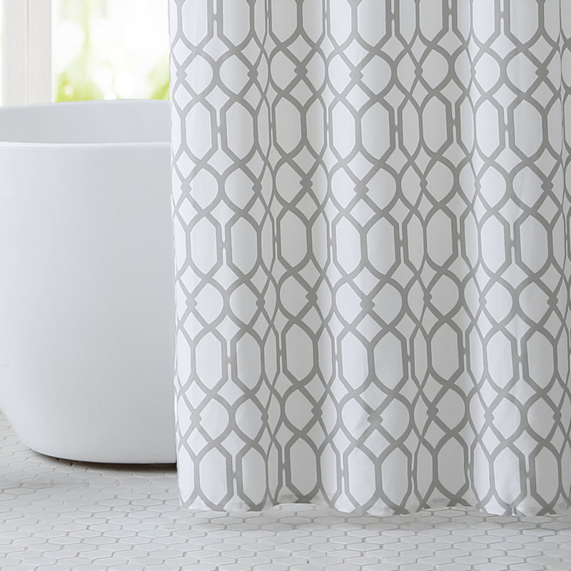 Shoreline Cotton Geometric Single Shower Curtain, Gray