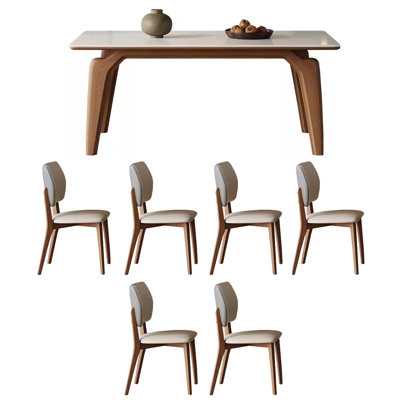 Simplified rock slab table and chair combination