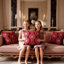 Coussin décoratif carré Rola, broderie géométrique flocon de neige, velours rouge 20 po