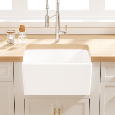 Denbigh 20.5" L x 15.75" W Farmhouse Apron-Front Kitchen Sink with Sink Grid and Pop-Up Drain, Laundry Sink