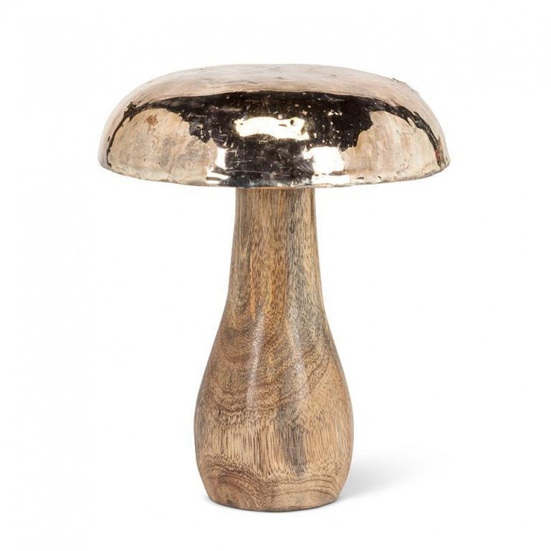 Figurine grand champignon avec capuchon argenté, H 6 po x l 4,75 po x P 4,75 po