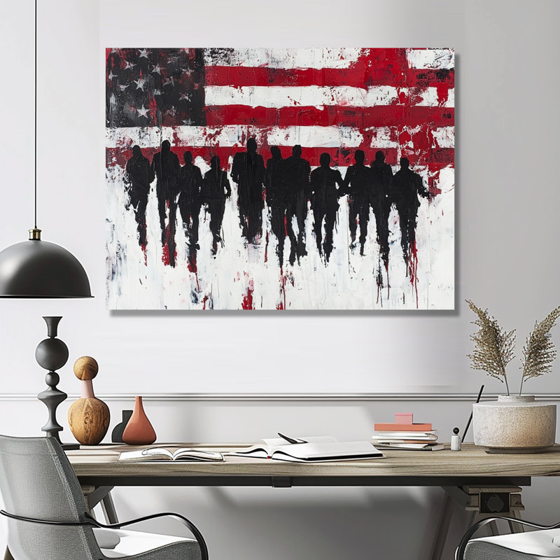 Laerica - Patriotiste américain, art mural, H 12 po x l 20 po, Toile tendue, Ne s’applique pas