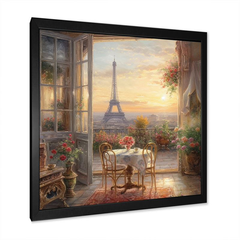 «Beautiful Eiffel Tower In Paris II», reproduction d'art sur toile encadrée Paris, Cadre photo unique, H 16 po x l 16 po