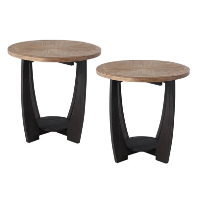 Farmhouse End Table with Storage Shelf, French Country Accent Side Table