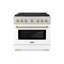 ZLINE Autograph Edition 36 in. 5.2 cu. ft. Paramount Dual Fuel Range W/ 6 Burner DuoPro Cooktop and Electric Convection Oven in Satin Stainless Steel W/ White Matte Door and Champagne Bronze Accents-144194923-144194924-144194925