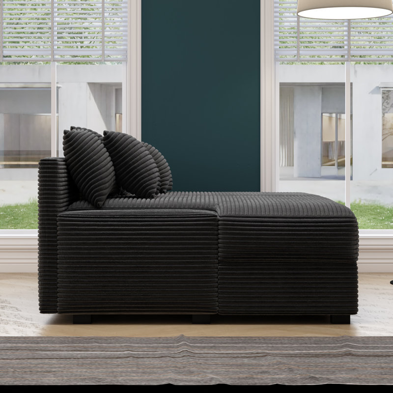 Mercer41 75" Luxe Double Chaise Sleeper Sofa With Soft Corduroy 