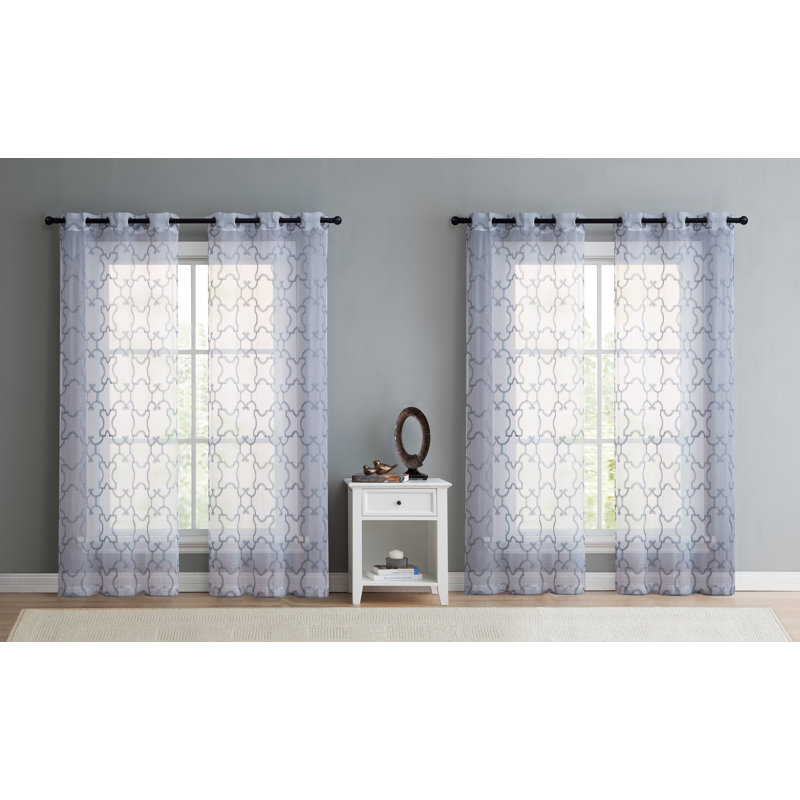Paire de rideaux transparents avec œillets Katia, gris