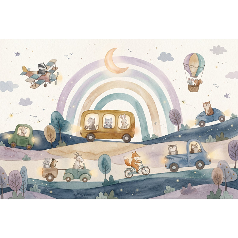 Papier peint montgolfière amovible Hot Adventure Sky Adventure, 100 po x 96 po, Peler et coller