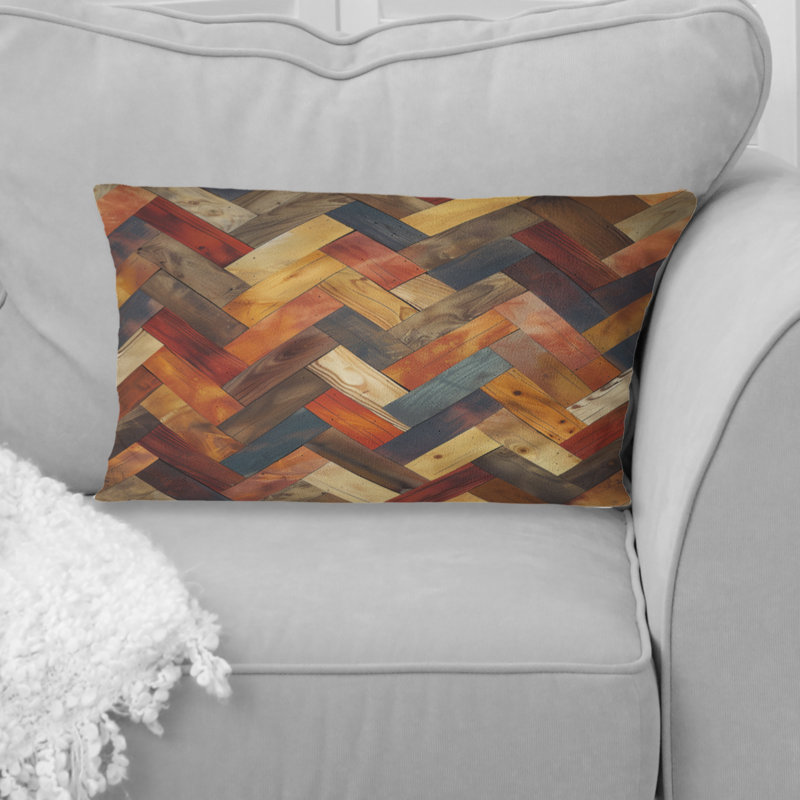 Coussin brun à chevrons I - Mid-Century