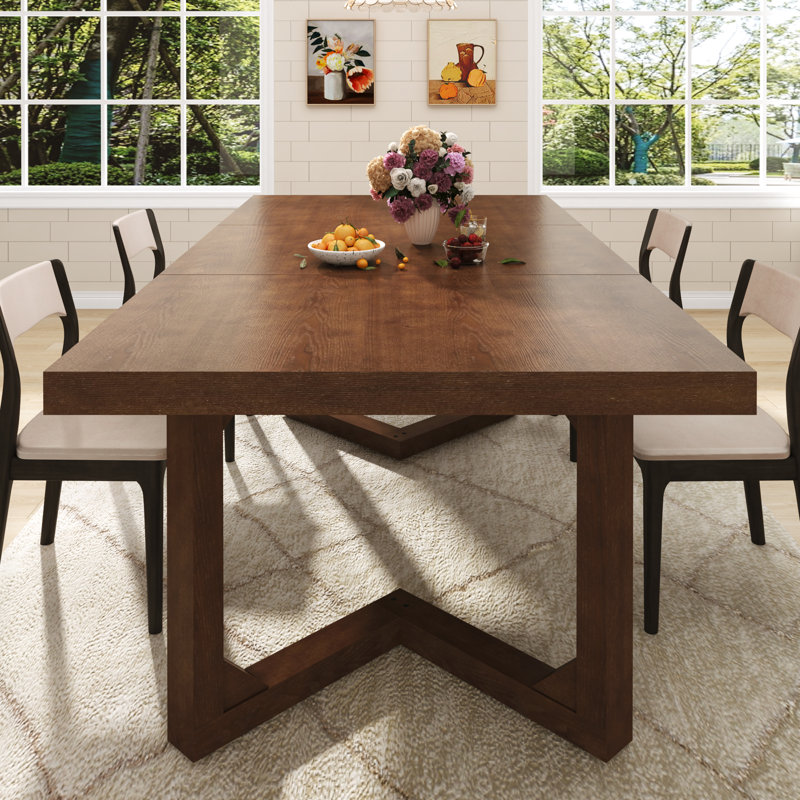 71 Inch Solid Wood Dining Table For 4-8 People, Farmhouse Rustic Real Wood Kitchen Rectangular Dinner Table For Dining Room,Home Office