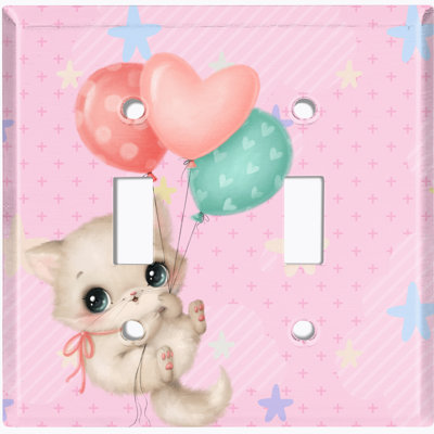 Plaque murale mignonne pour chat avec 2 ballons