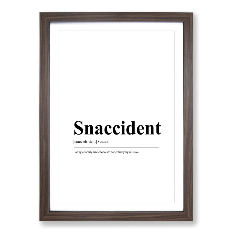 Snaccident - Single Picture Frame Print on Wood, 48cm H x 36cm W x 2cm D, Walnut Framed