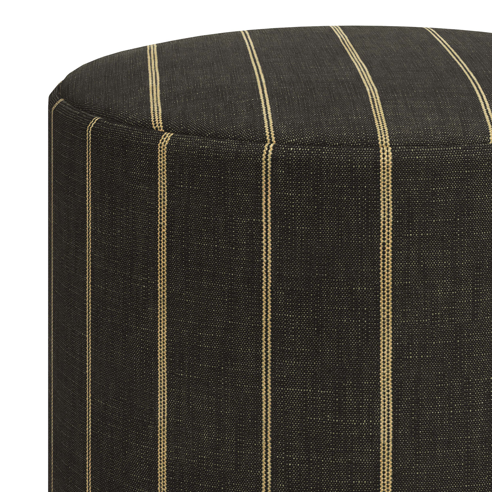 Epaulette Upholstered Ottoman, Fritz Peppercorn Stripe