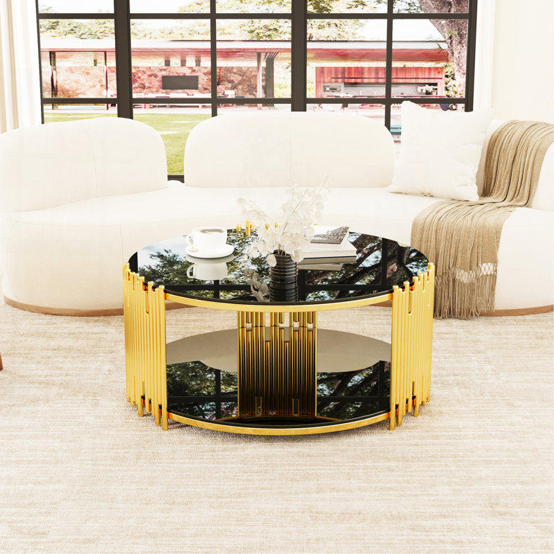 Table basse circulaire en acier inoxydable de style moderne et minimaliste