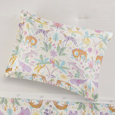 Reversible Cotton Duvet Cover With Elephants And Giraffes For Bed ' Bedroom Bedding Floral Jungle Prints