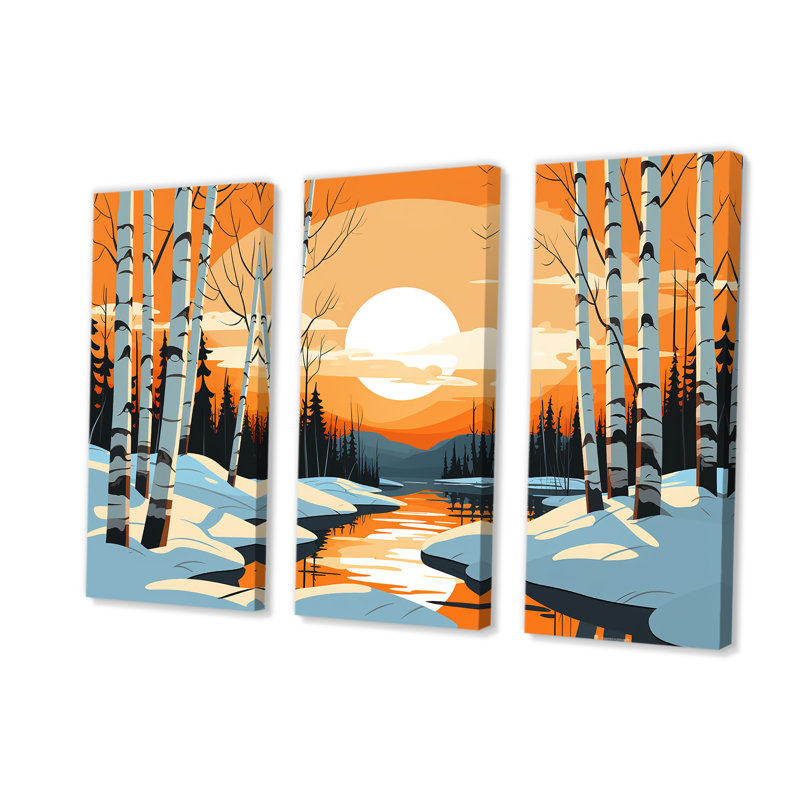 Paysage d'hiver Bolt - Paysage d'hiver, Toile tendue, H 32 po x l 48 po x P 1 po