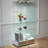 Quick - Assembly 4 Tier Tempered Glass Storage Case With 13 Colour Led Lighting, 2 Drawers And Design For Living Room, Office White Natural Modern Stylish Door Display Cabinet Lights, Large Shelves-2104419231