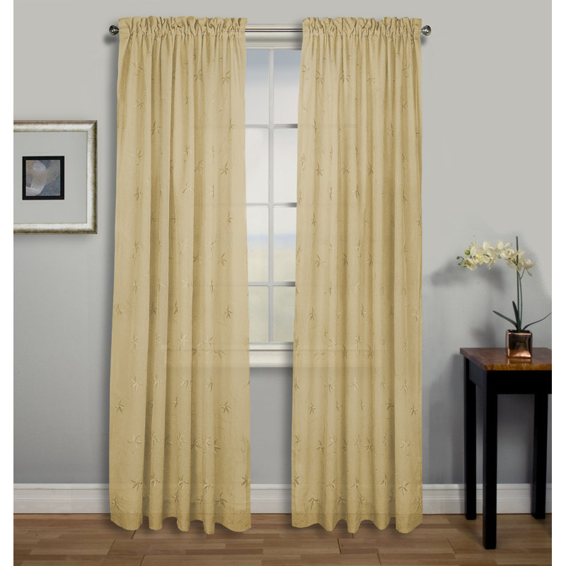 Elland Semi Sheer Curtain Single Panel, 52" x 54", Butterscotch
