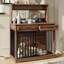 Meuble pour cage 38 po, table cage robuste avec 2 tiroirs de rangement et tablettes, table de bout avec porte coulissante pour chien à l'intérieur, table de bout
