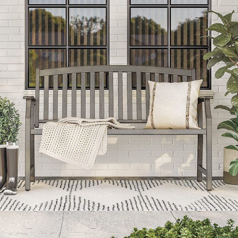 Steel Outdoor Bench, Weathered Grey