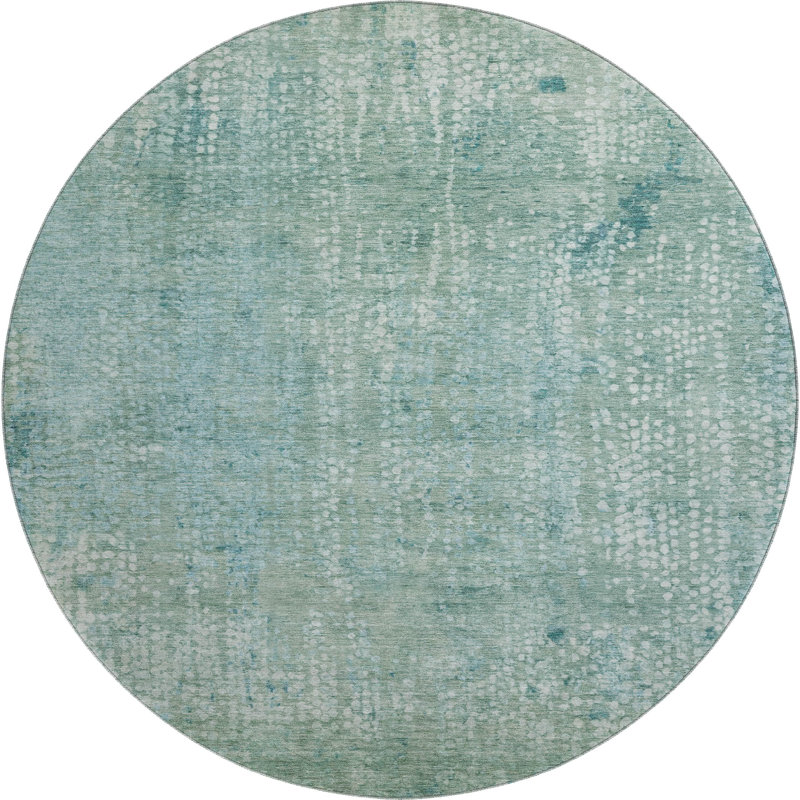 Premium Machine Washable Mayfield AMF2087 Abstract Rug, Teal, 8' Round