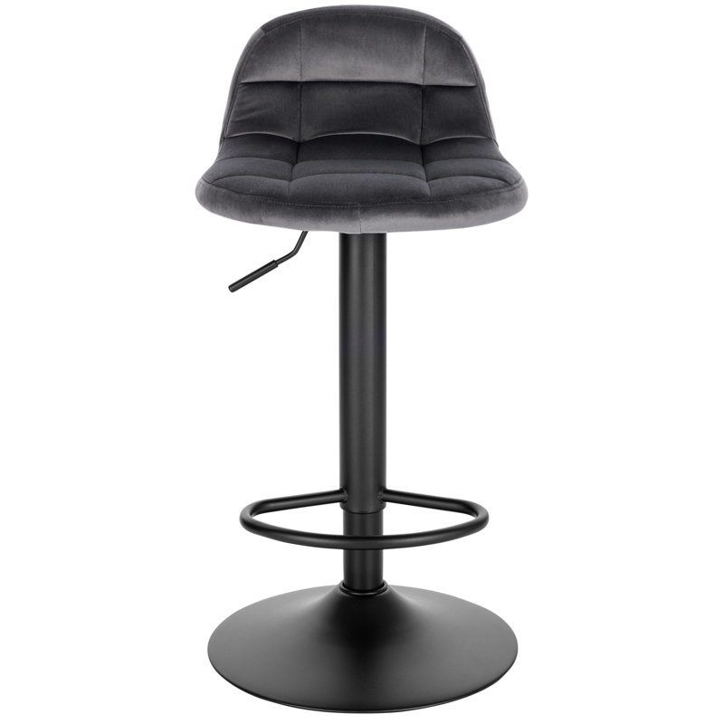 Ashar Swivel Upholstered Adjustable Height Counter Stool with Metal Frame, Dark Grey