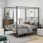Metal Canopy Bed Frame, Platform Bed Frame  With X Shaped Frame Full Black
