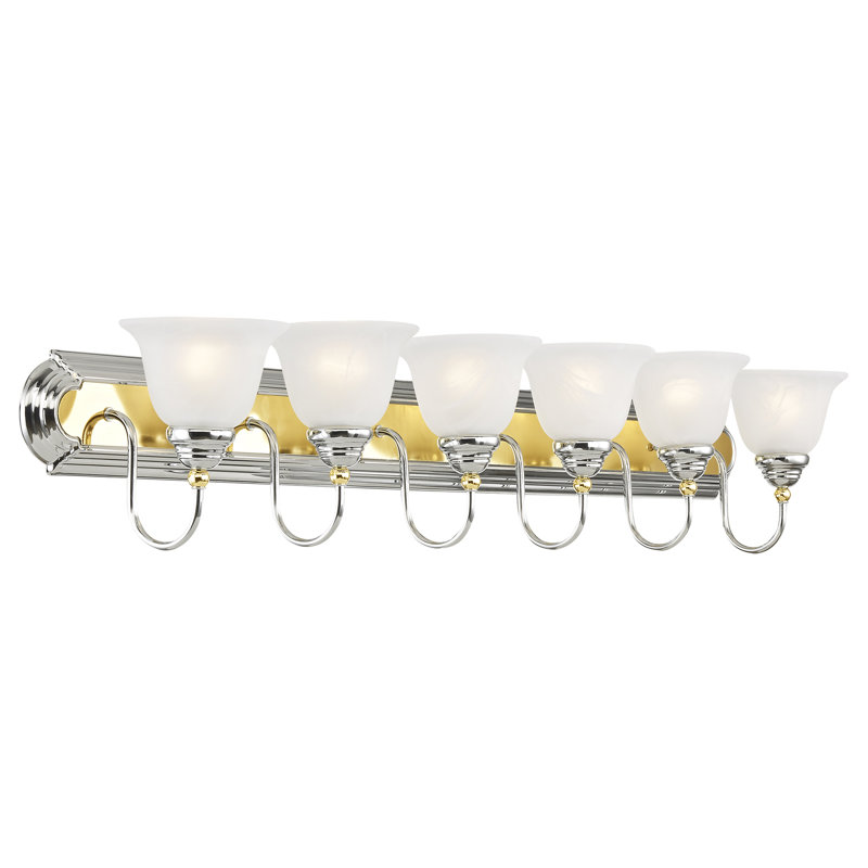 Éclairage de salle de bain à intensité variable à 6 lumières Belmont, Chrome / laiton poli