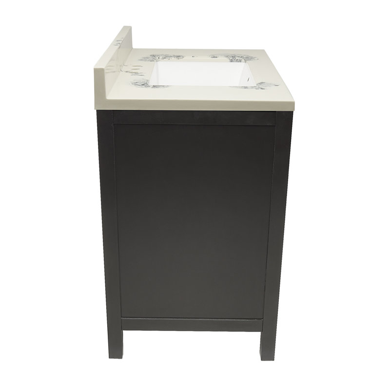 Haleyann 31'' Single Bathroom Vanity with Engineered Quartz Top, Espresso, Carrera