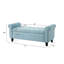 Banc de rangement en tissu bleu pâle avec accoudoirs roulés