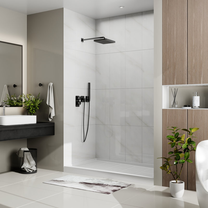 Bordure de panneau de douche en composite - paroi arrière transparente de 60 po, H 96 po x l 60 po x P 34 po