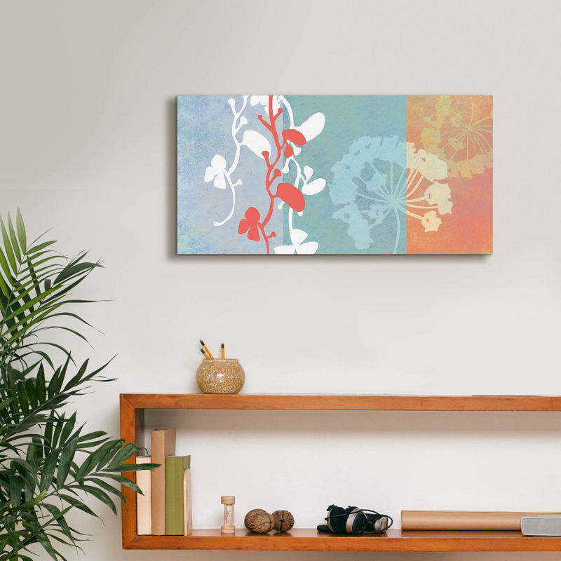 «Coral Flowers» par Jan Weiss, art mural sur toile, H 12 po x l 24 po x P 0,75 po
