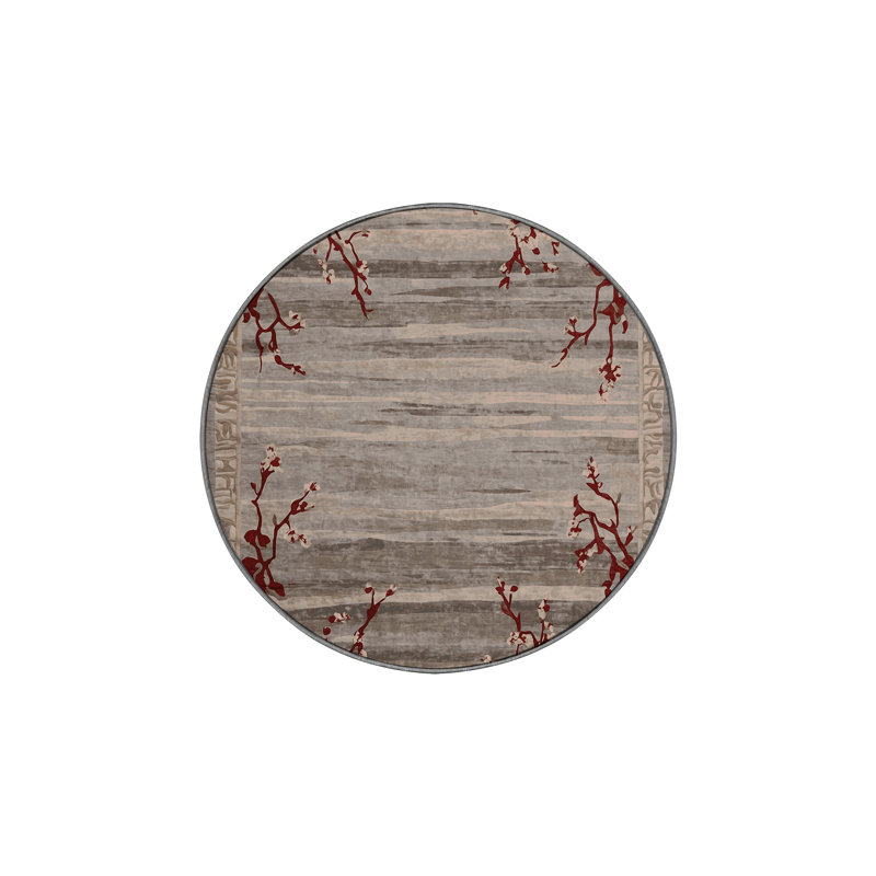Machine Washable Gray Area Rug, Round 7'