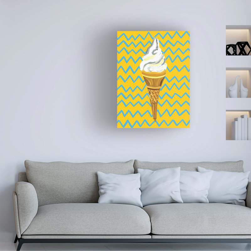 Ice Cream - Zigzag jaune sur toile