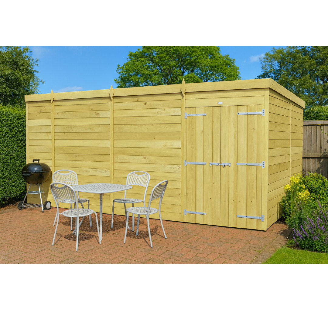15ft x 8ft Pent Shed - Double Door without Windows