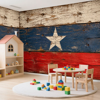 Murale Papier peint adhésif et collé, drapeau du Texas, vieilles planches de bois effet effet rustique rétro peint auto-adhésif, papier contact amovible, décoration murale pour le salon Chambre à coucher H 100 po x l 144 po