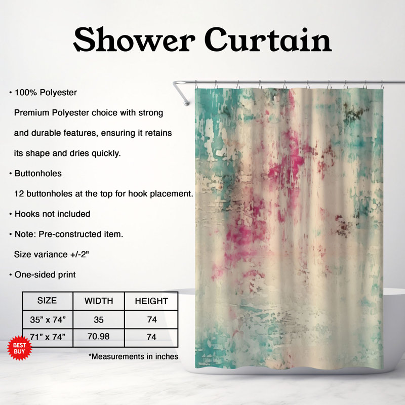 Rideau de douche Teal Nostalgia - Premium, H 74 po x l 71 po