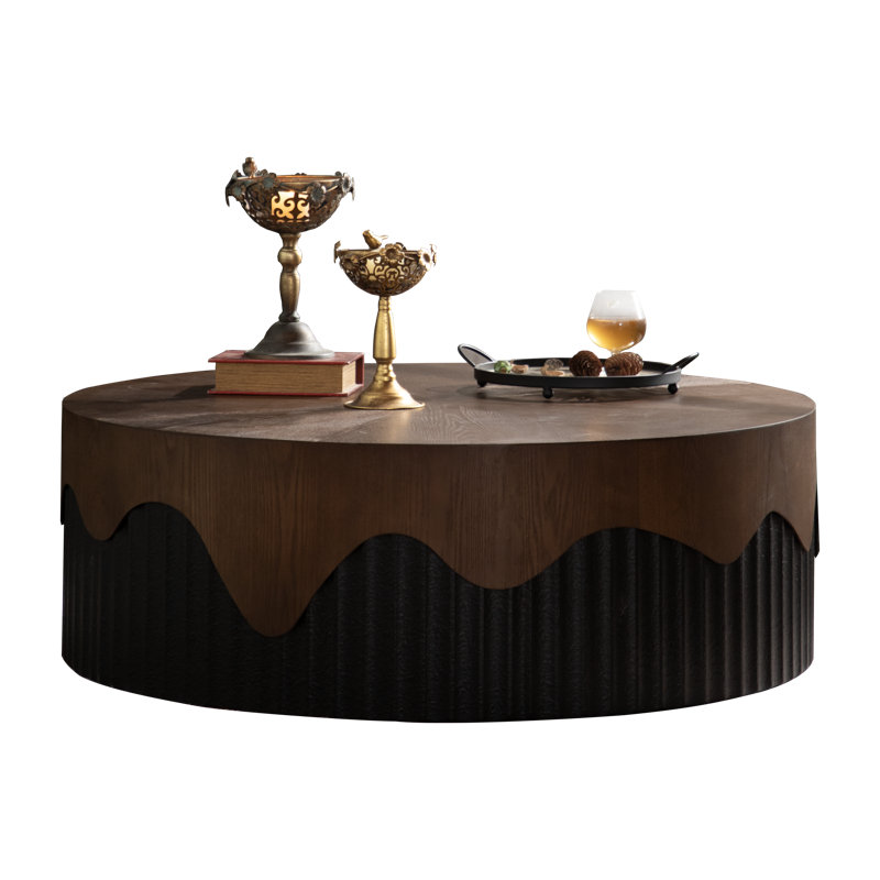 Table basse ronde, table à thé en bois pour le salon, 13.02" H x 39" W x 39" D