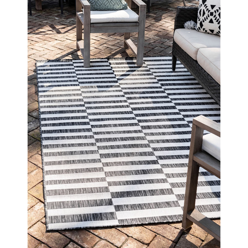 Outdoor Glimmer Area Rug Gray Color, Rectangle 6' x 9'