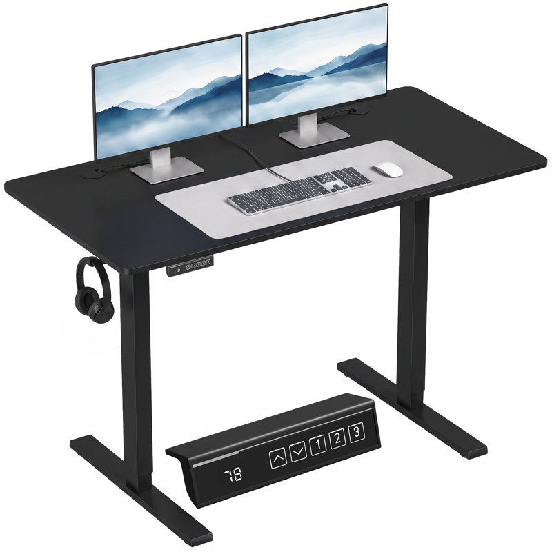 Steel Standing Desk, 118 cm H x 140 cm W x 60 cm D, Black