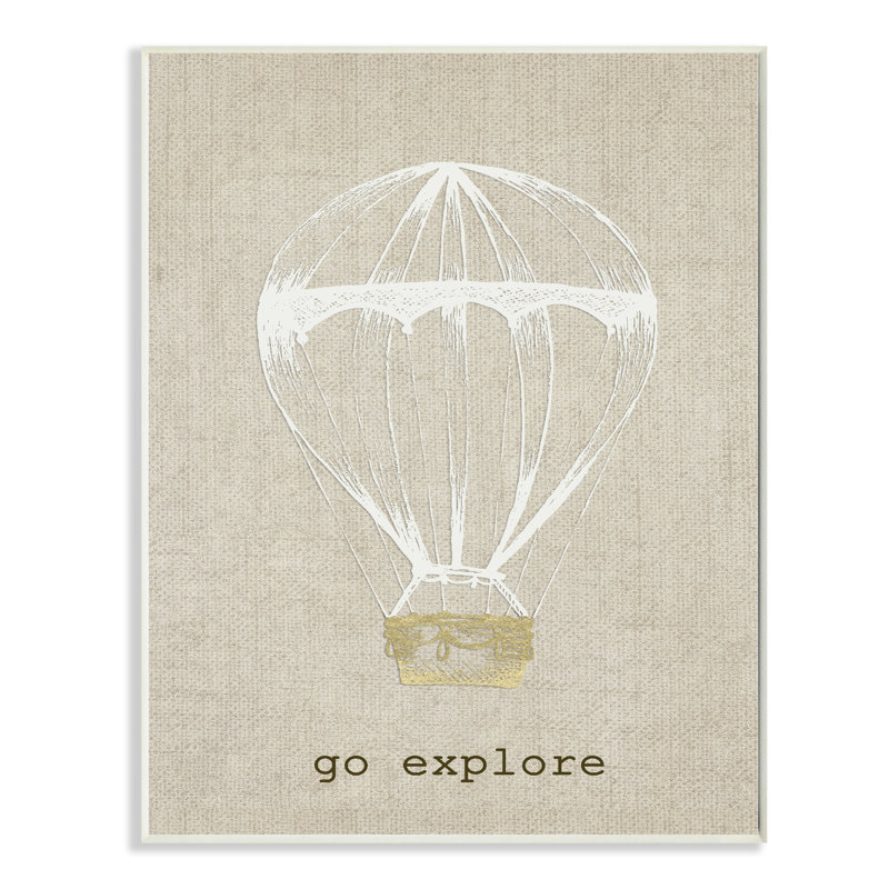 «Go Explore Hot Air Balloon», impression, H 15 po x l 10 po x P 0,5 po, Plaque murale
