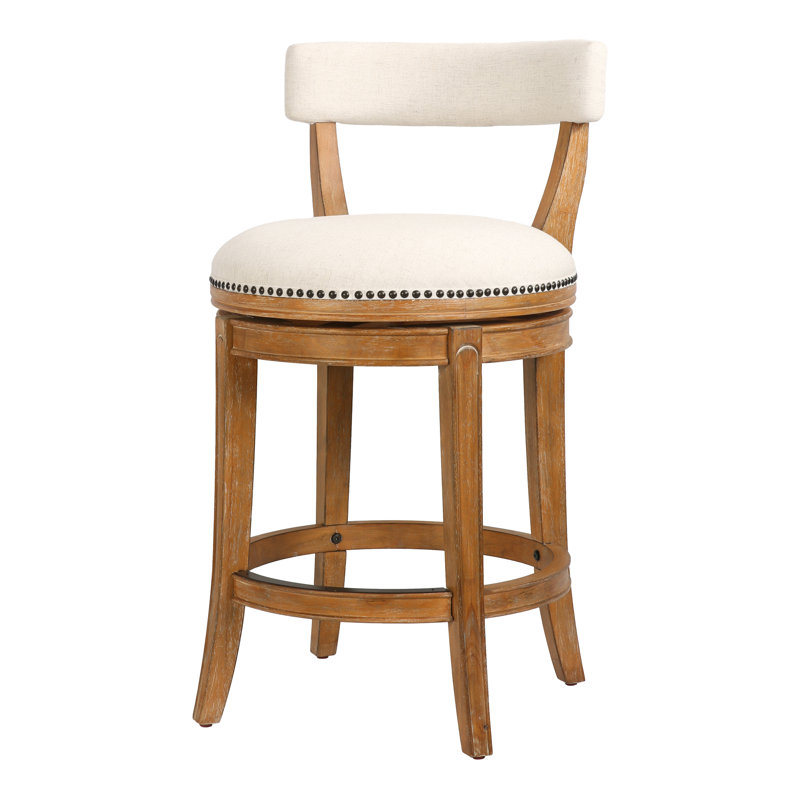 Carollynn Swivel Upholstered Counter Stool with Solid Wood Frame, Counter Stool (26" Seat Height)