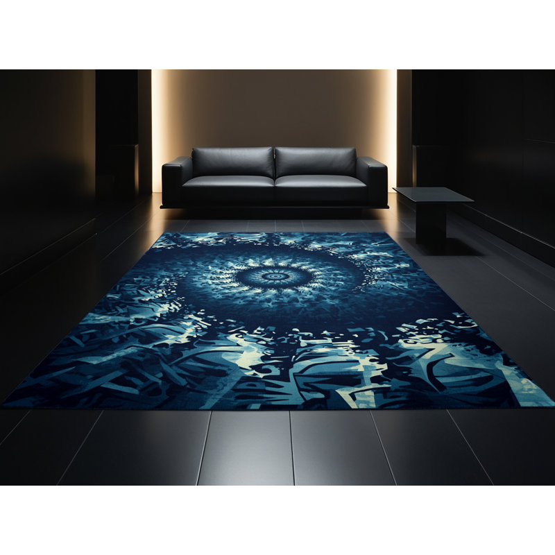 Tapis géométrique moderne et contemporain lavable à la machine parnika, 5 x 8